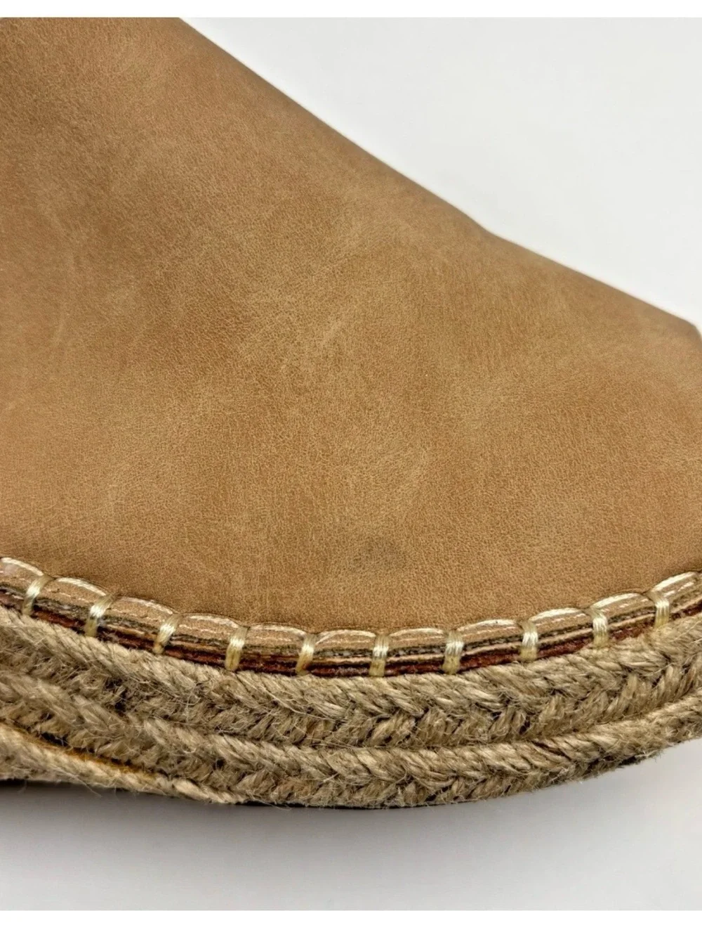 Catherine Malandrino Espadrille Wedge Sandals 9.5 Tan Suede Open Toe Slingback